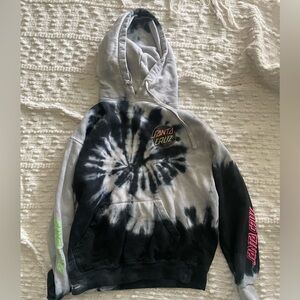 Santa Cruz Skateboards Black and Gray Tie-Dye Hoodie